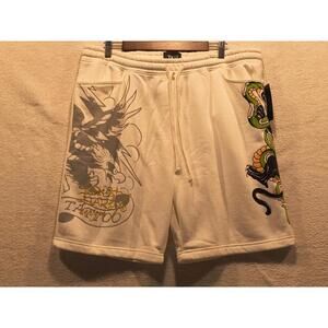 Ed Hardy Men's Panther Skull Fleece Short - EHM8100-16 - XL